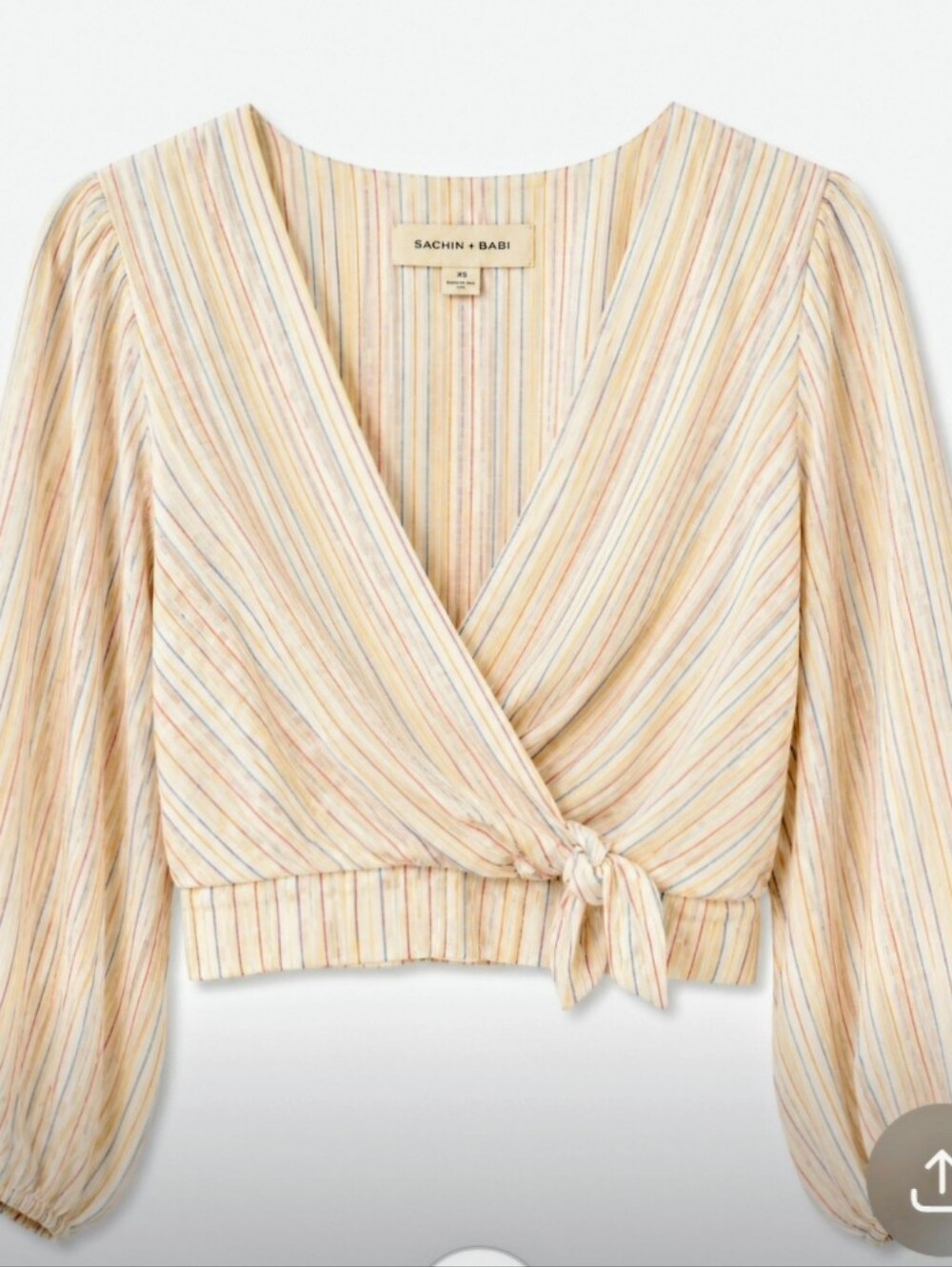 Sachin + Babi Ivory Multi-Stripe Tie-Front Blouse.. Retro